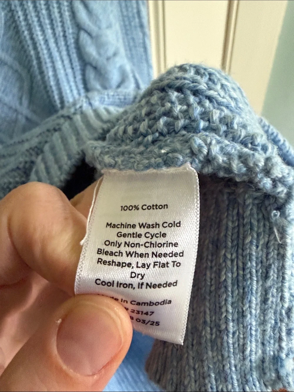 Talbots Light Blue Cable Knit Crewneck Sweater